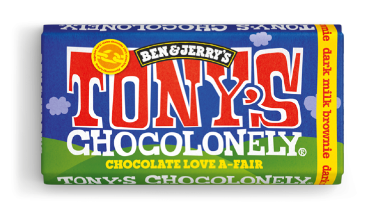 tony's chocolonely dark milk chocolate with brownie bar 