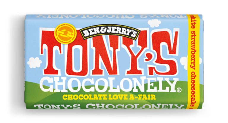 tony's chocolonely white strawberry chceesecake bar
