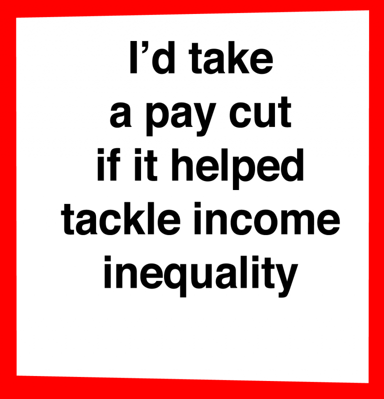 I’d take a pay cut if it helped tackle income inequality 