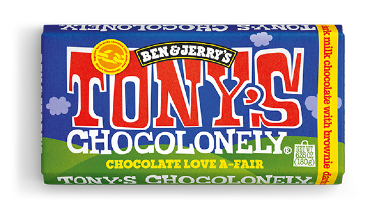 tony's chocolonely dark milk chocolate with brownie bar 