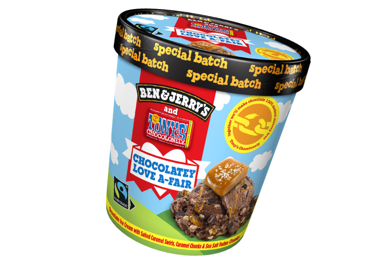 Ben & Jerry's chocolatey love a-fair caramel seasalt tub (dairy version)