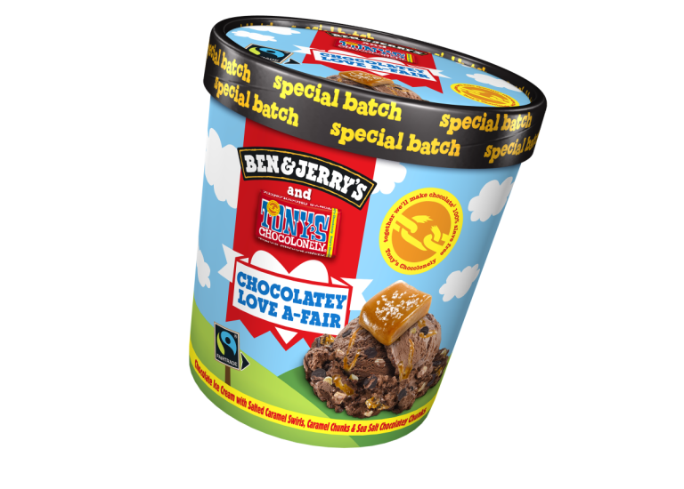 Ben & Jerry's chocolatey love a-fair caramel seasalt tub (dairy version)
